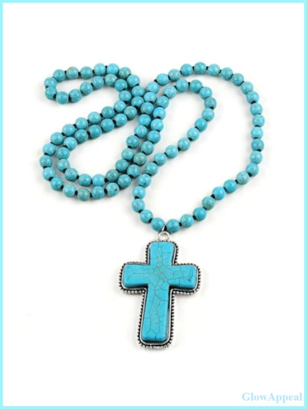 Boho Handmade Natural Turquoise Beaded Long Pendant Necklace 35 Inch